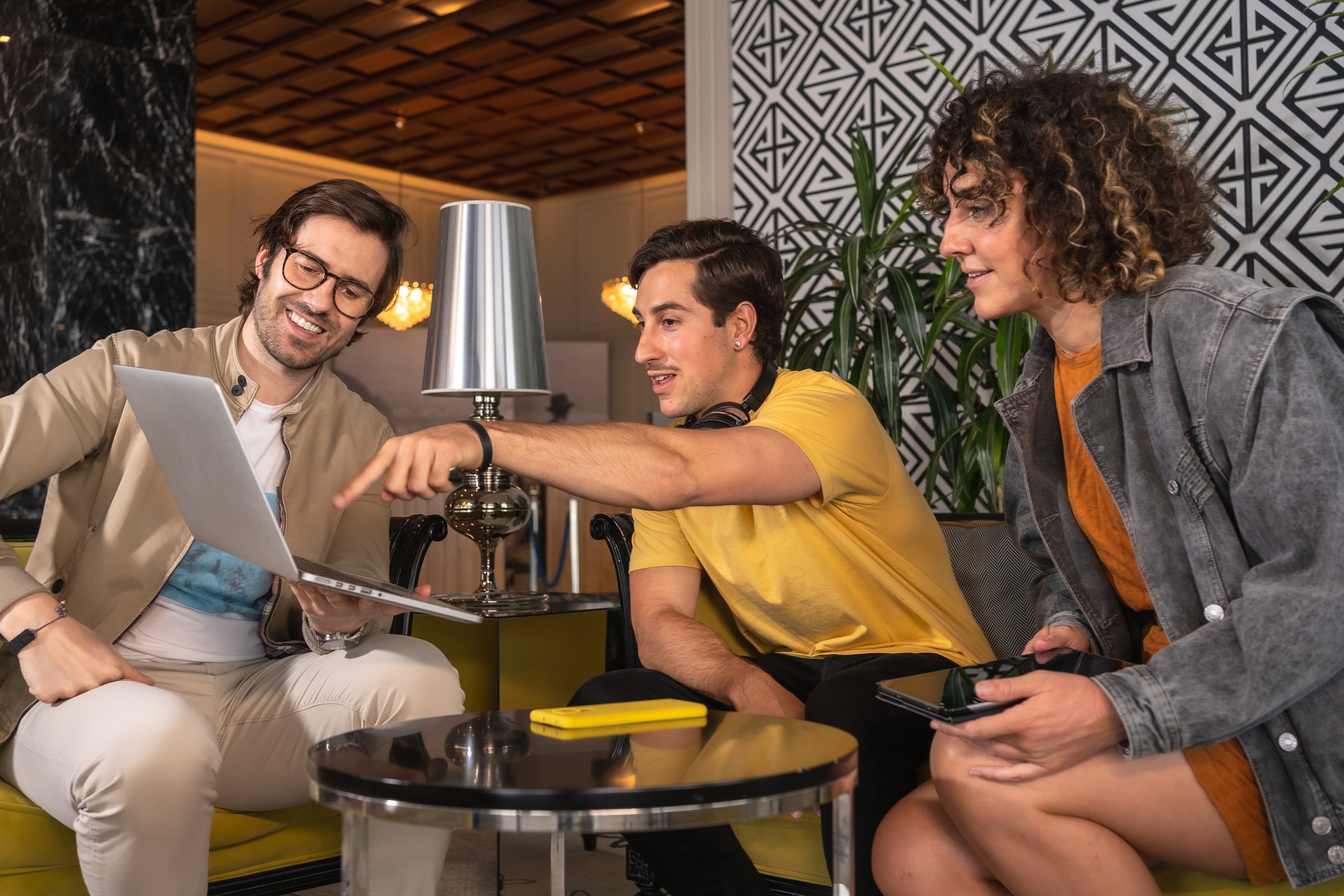 Hotel lobby showcasing seamless Wi-Fi and smart-room technology