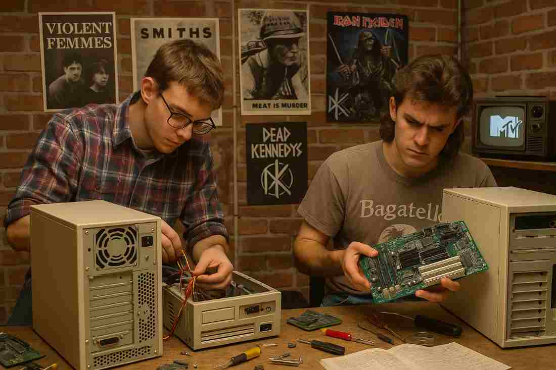 Microtel Tech Engineers at Work 1990