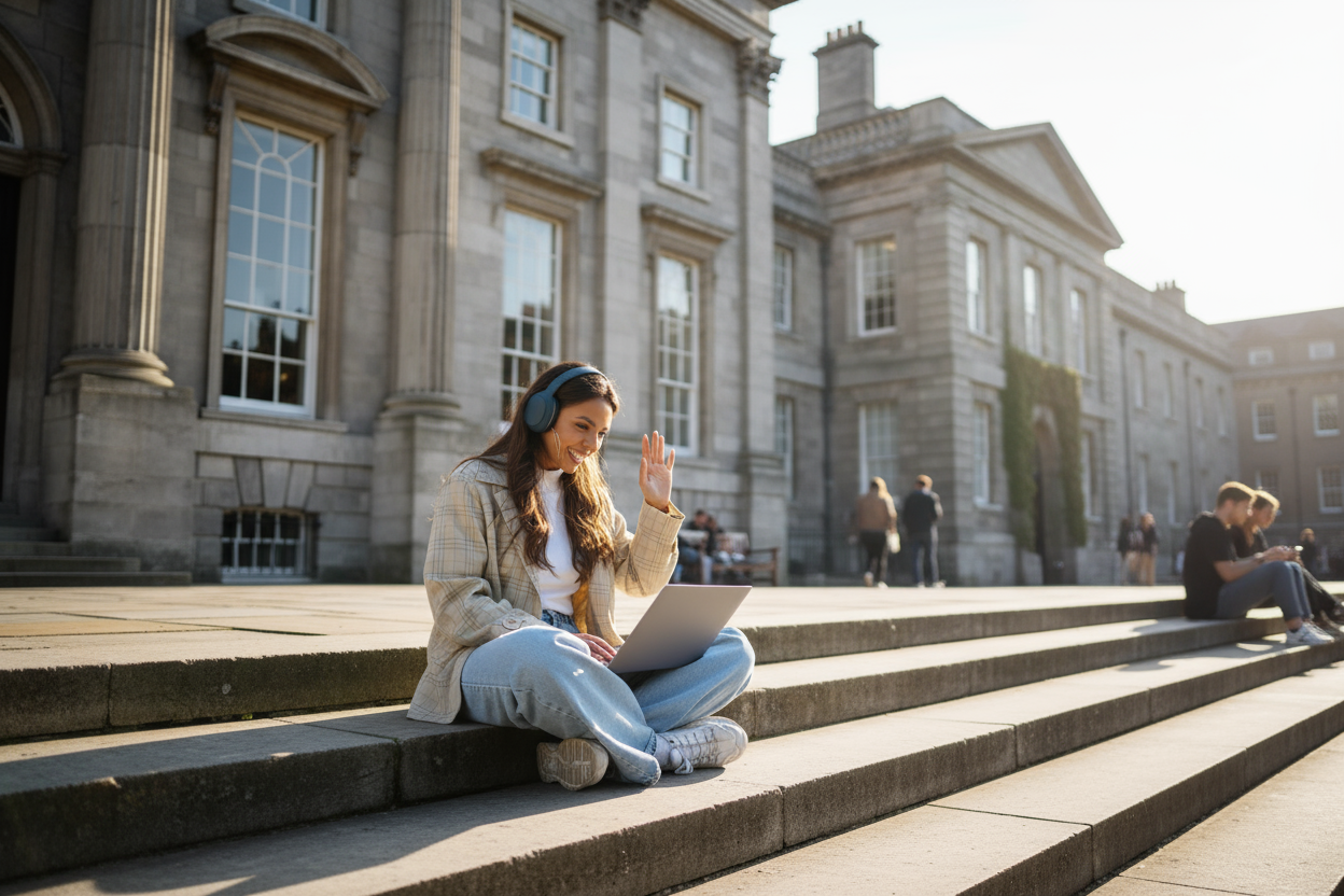 Student at Trinity College on video call